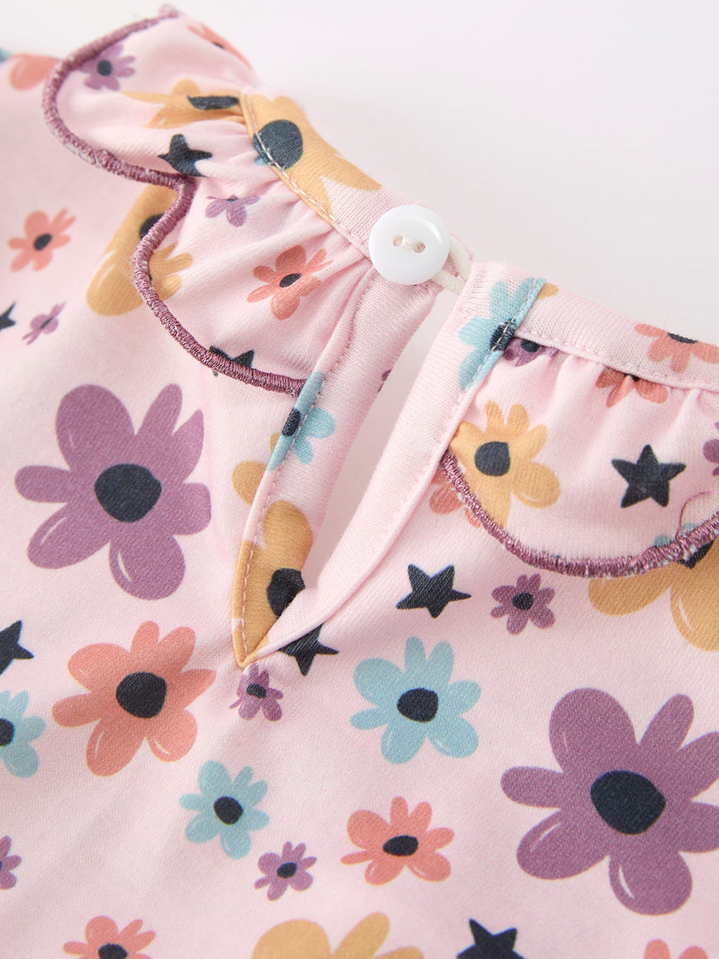 Girls Pastel Pumpkin Halloween Outfit Set – Ruffle Top & Purple Bloomers