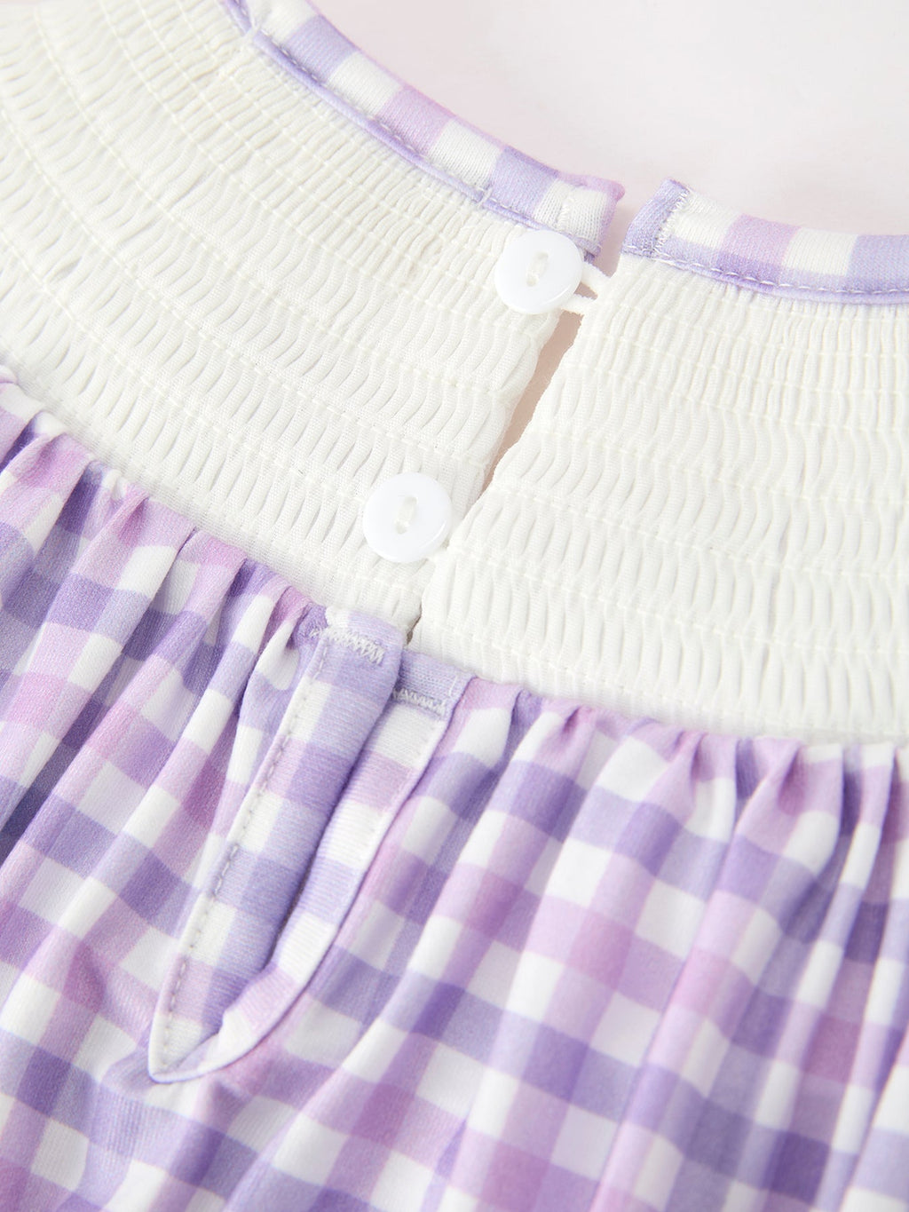 Girls Purple Gingham Halloween Ghost Embroidered Dress with Orange Bow Details