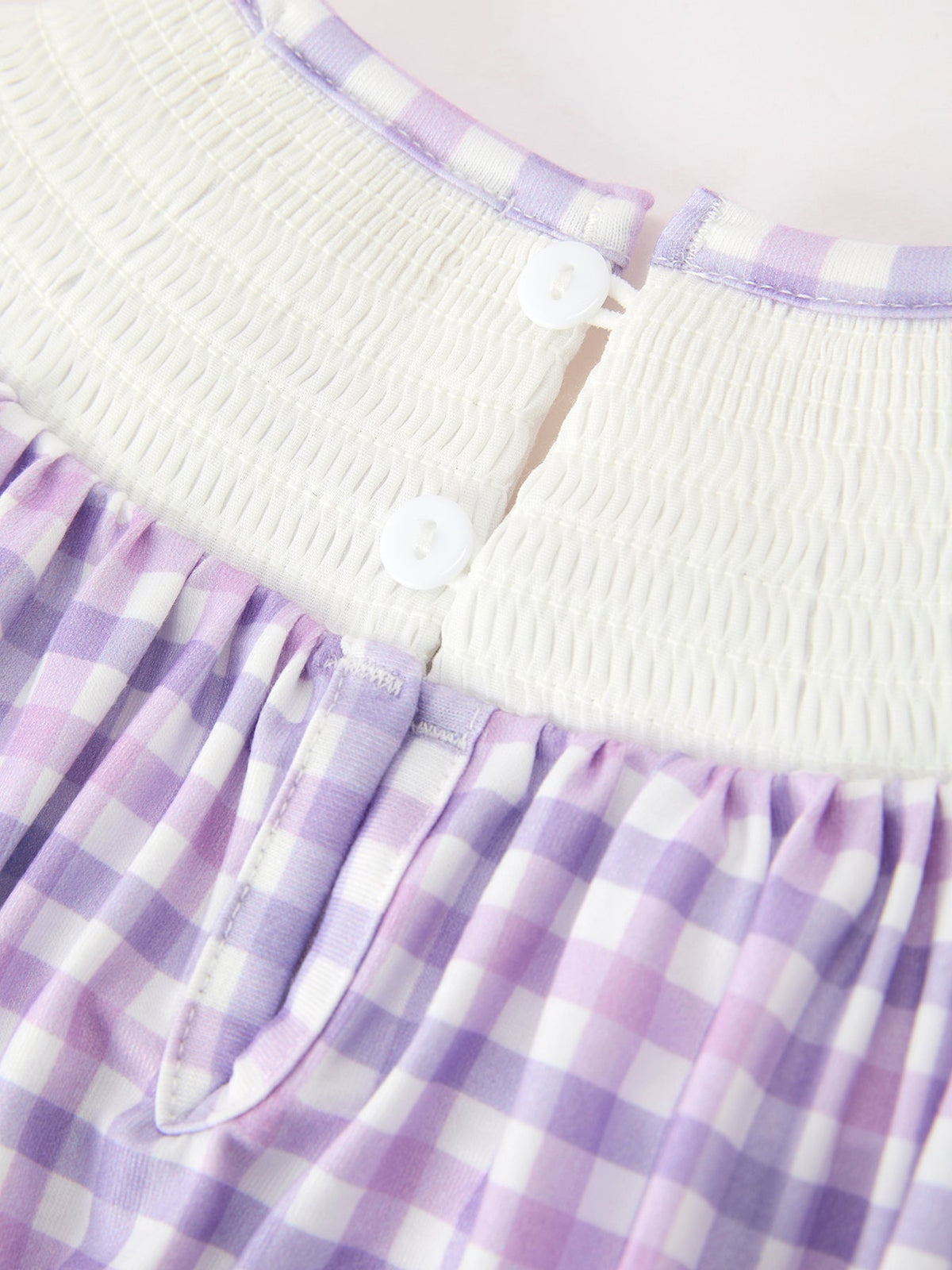 Girls Purple Gingham Halloween Ghost Embroidered Dress with Orange Bow Details