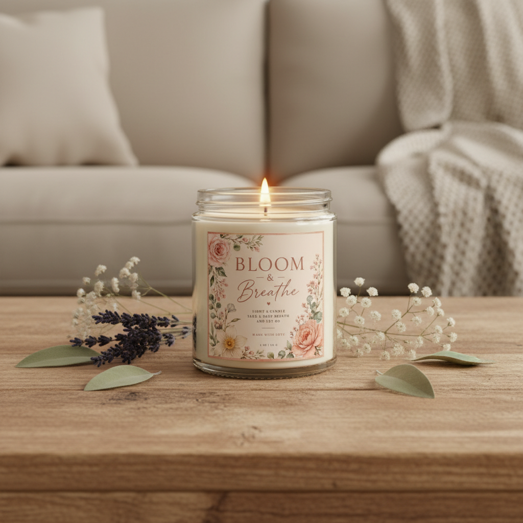 Blush & Bloom Gift Set — Candle, Cozy Blanket, Crochet Bouquet & Bow Clip