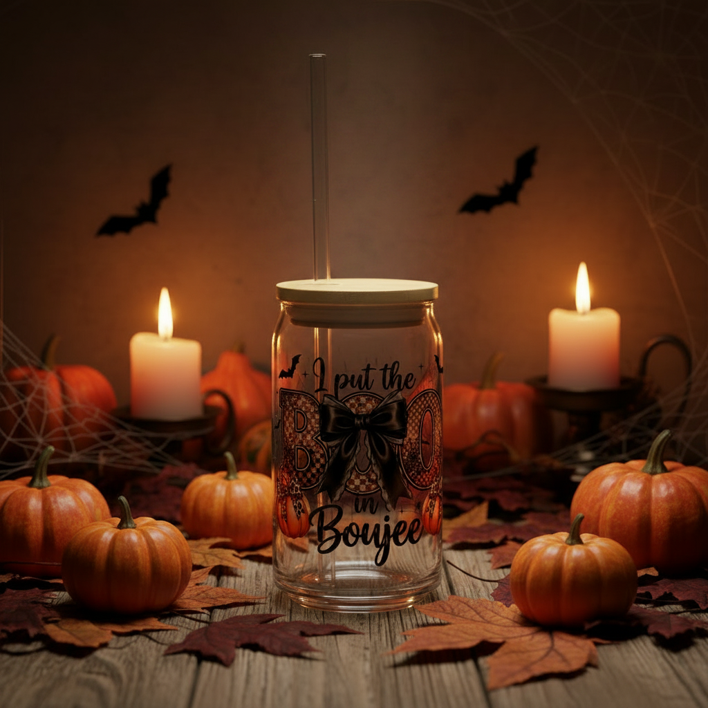 "I Put The Boo In Boujee" Halloween Mason Jar Tumbler