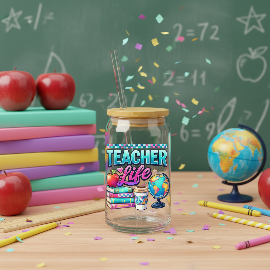 Teacher Life 16oz Engraved Sipper Glass