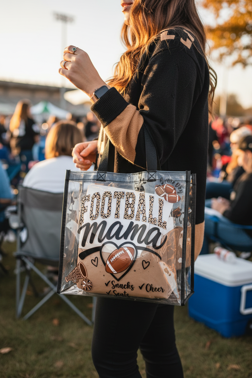 Clear Stadium Tote-Football Mama