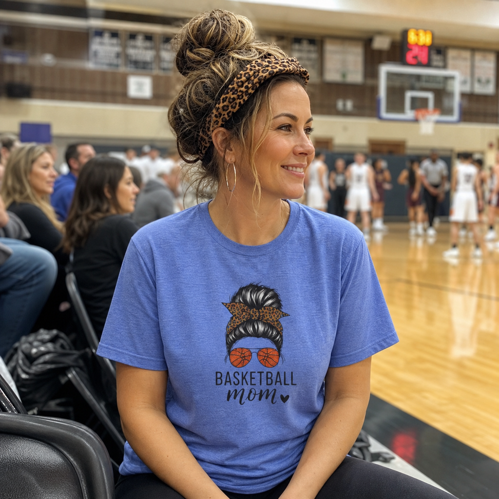 Graphic Basketball Sunglasses & Messy Bun Shirt
