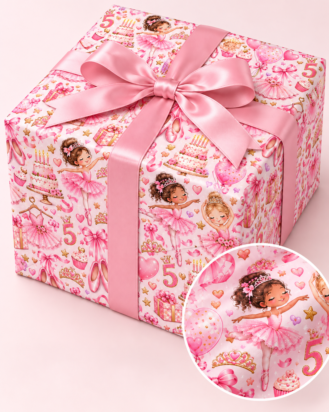 Pink Ballerina 5th Birthday Wrapping Paper – Ballet Party Gift Wrap