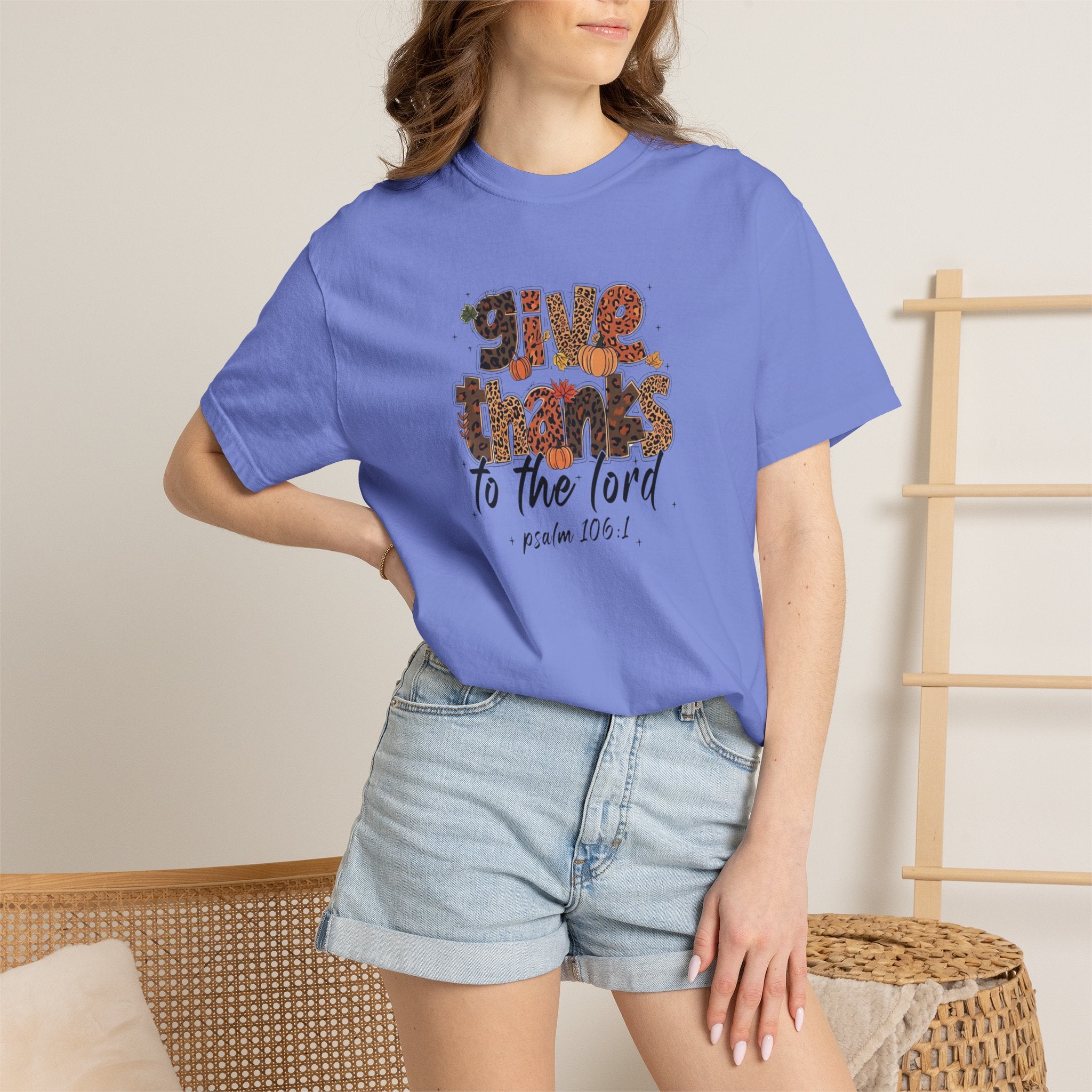 Give Thanks to the Lord T-Shirt — Psalm 106:1 Thanksgiving Faith Tee