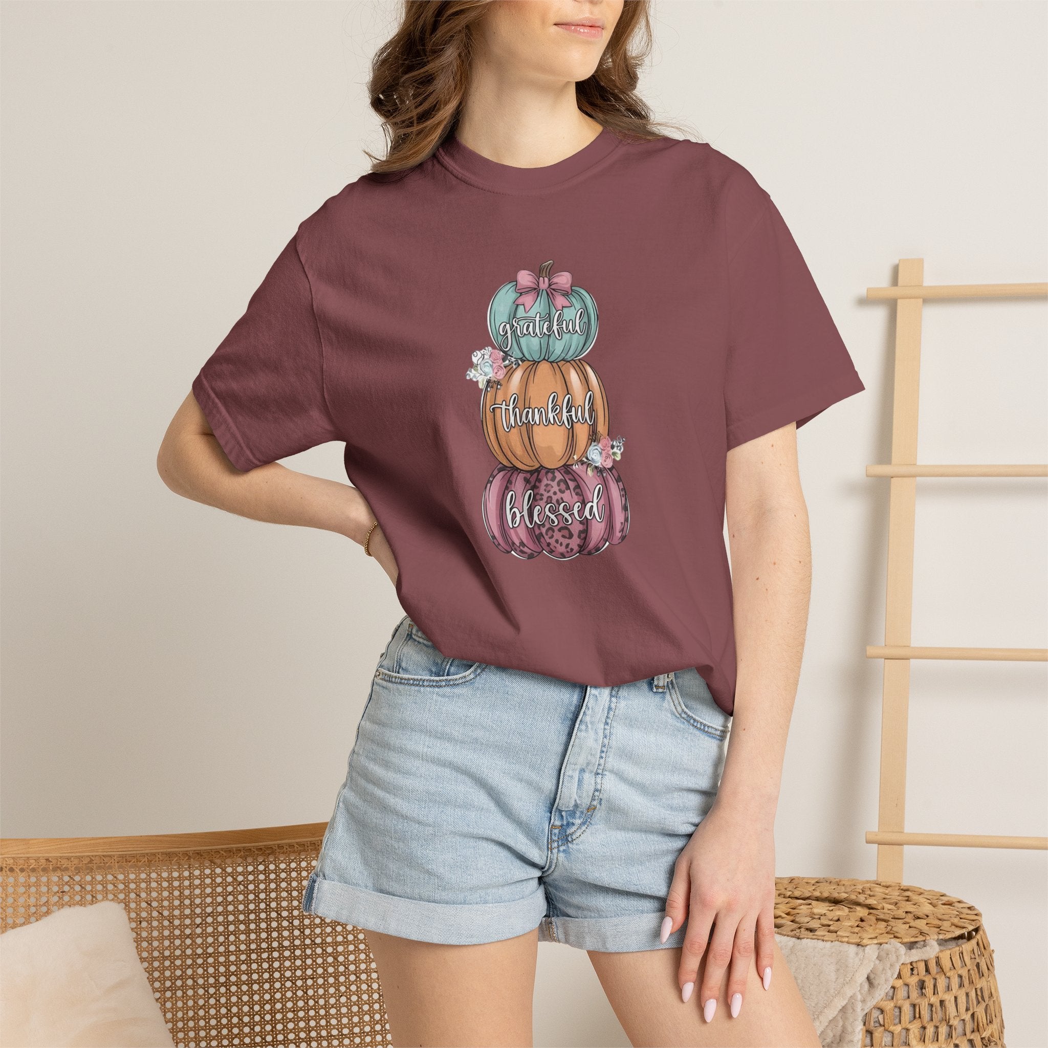 Pumpkin Stack "Grateful Thankful Blessed" T-Shirt