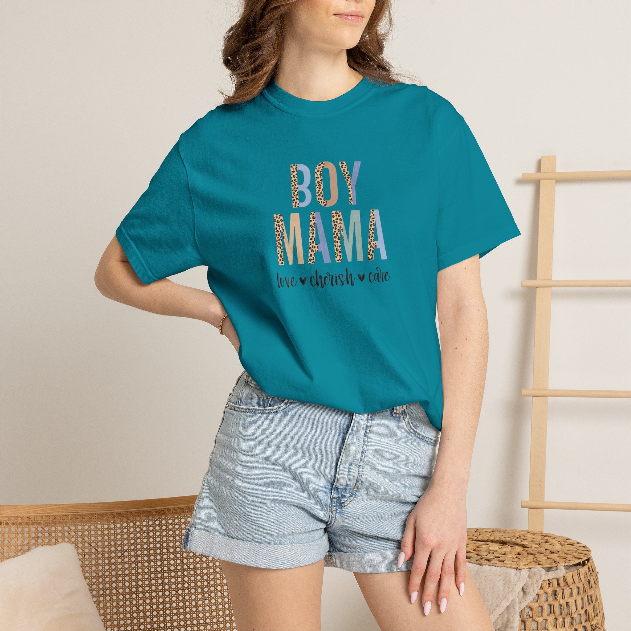 Boy Mama T-Shirt – Retro Floral 'Boy Mama' Tee with 'love  cherish  raise'