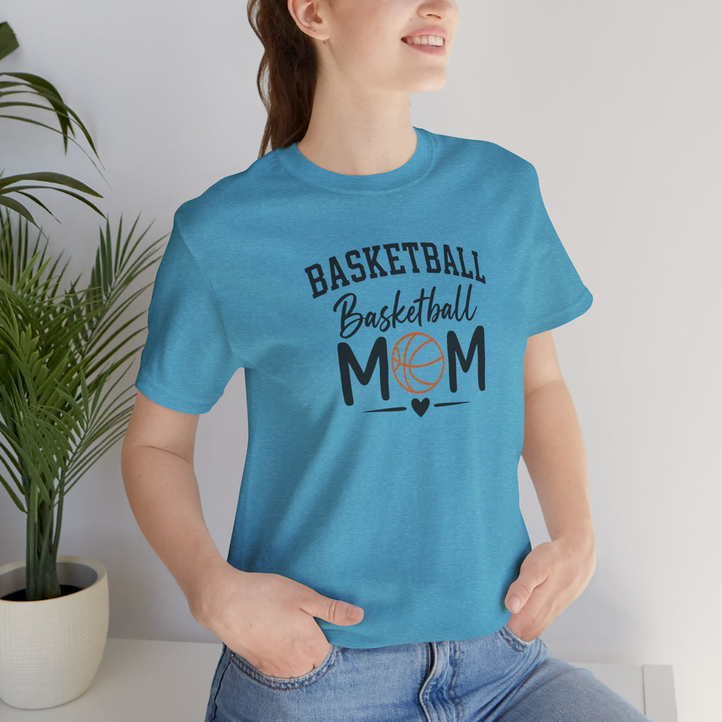Basketball Mom Tee with Heart and Ball Graphic