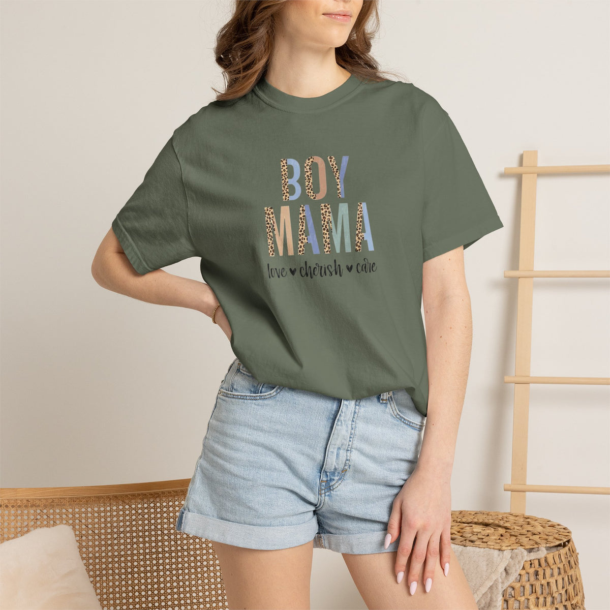 Boy Mama T-Shirt – Retro Floral 'Boy Mama' Tee with 'love  cherish  raise'