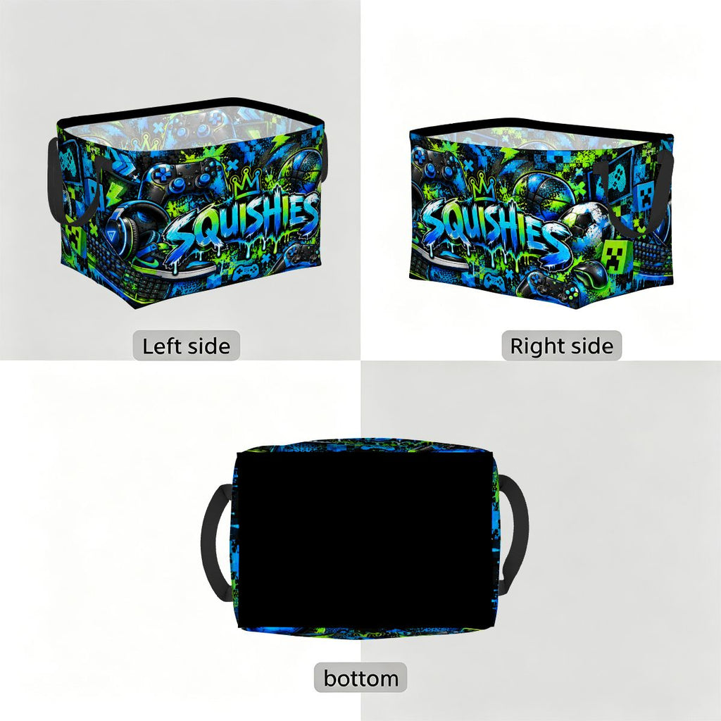 Neon Gamer Squishies Storage Bin – Teen Room Organizer