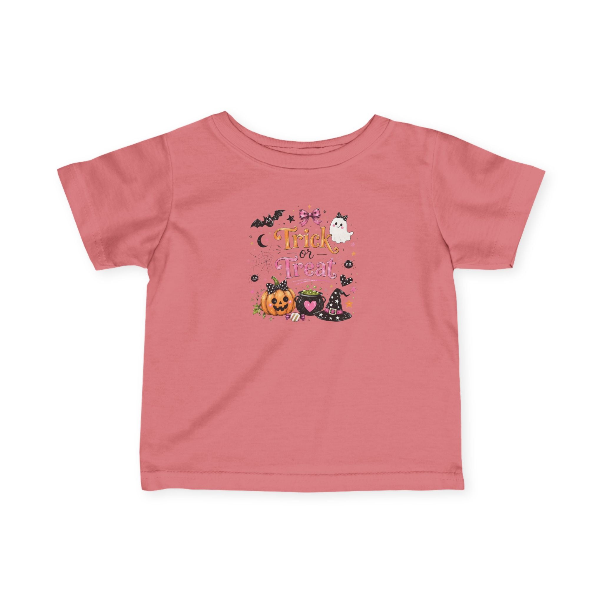 Infant Tee — Cute 'Trick or Treat' Halloween Pumpkin & Witch Hat Baby Shirt