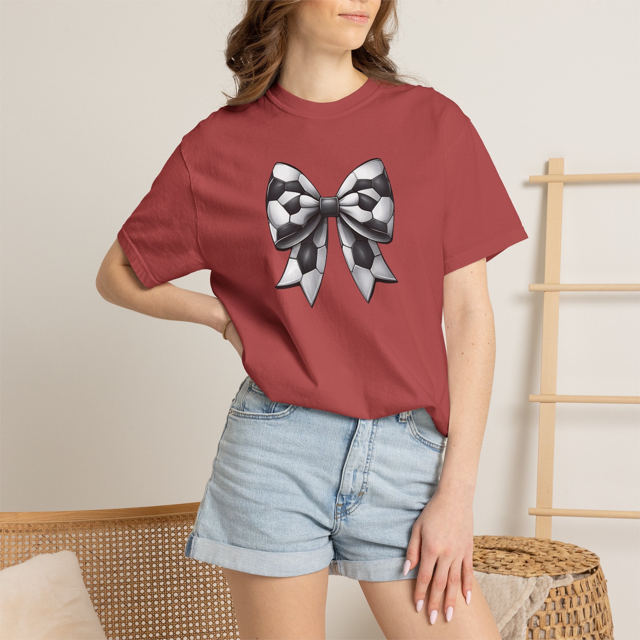 Checkerboard Bow T-Shirt — Monochrome Vintage Ribbon Graphic