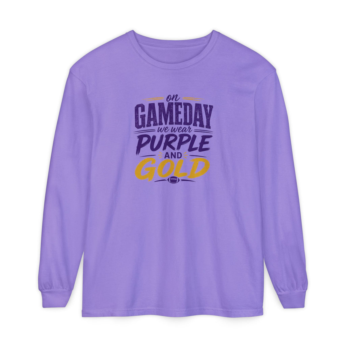 Gameday We Wear Purple and Gold Long Sleeve Tee