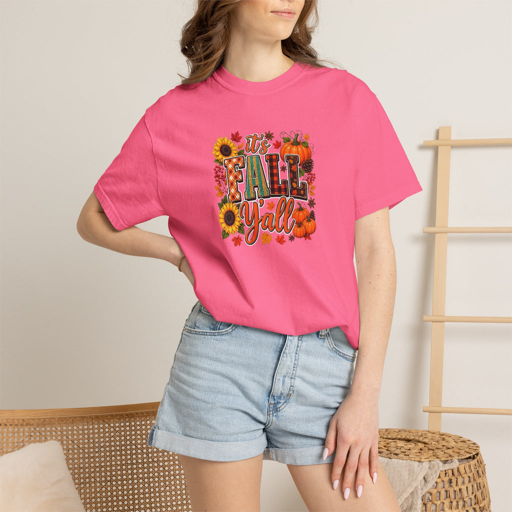 Fall Y'all T-Shirt — Autumn Pumpkin & Sunflower Graphic Tee