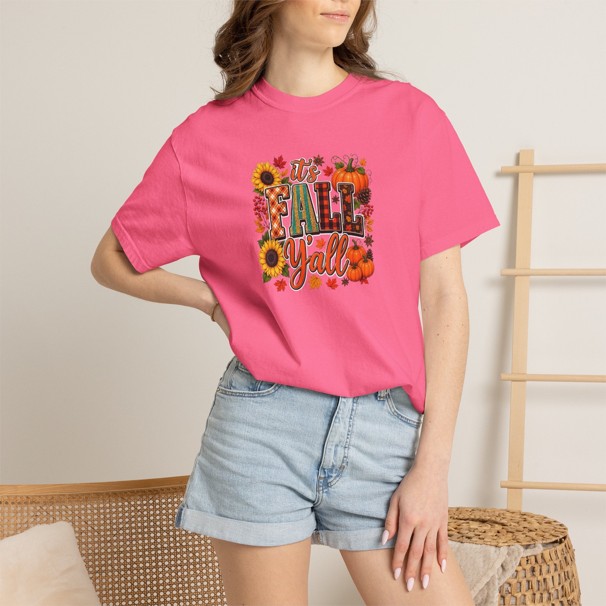 Fall Y'all T-Shirt — Autumn Pumpkin & Sunflower Graphic Tee