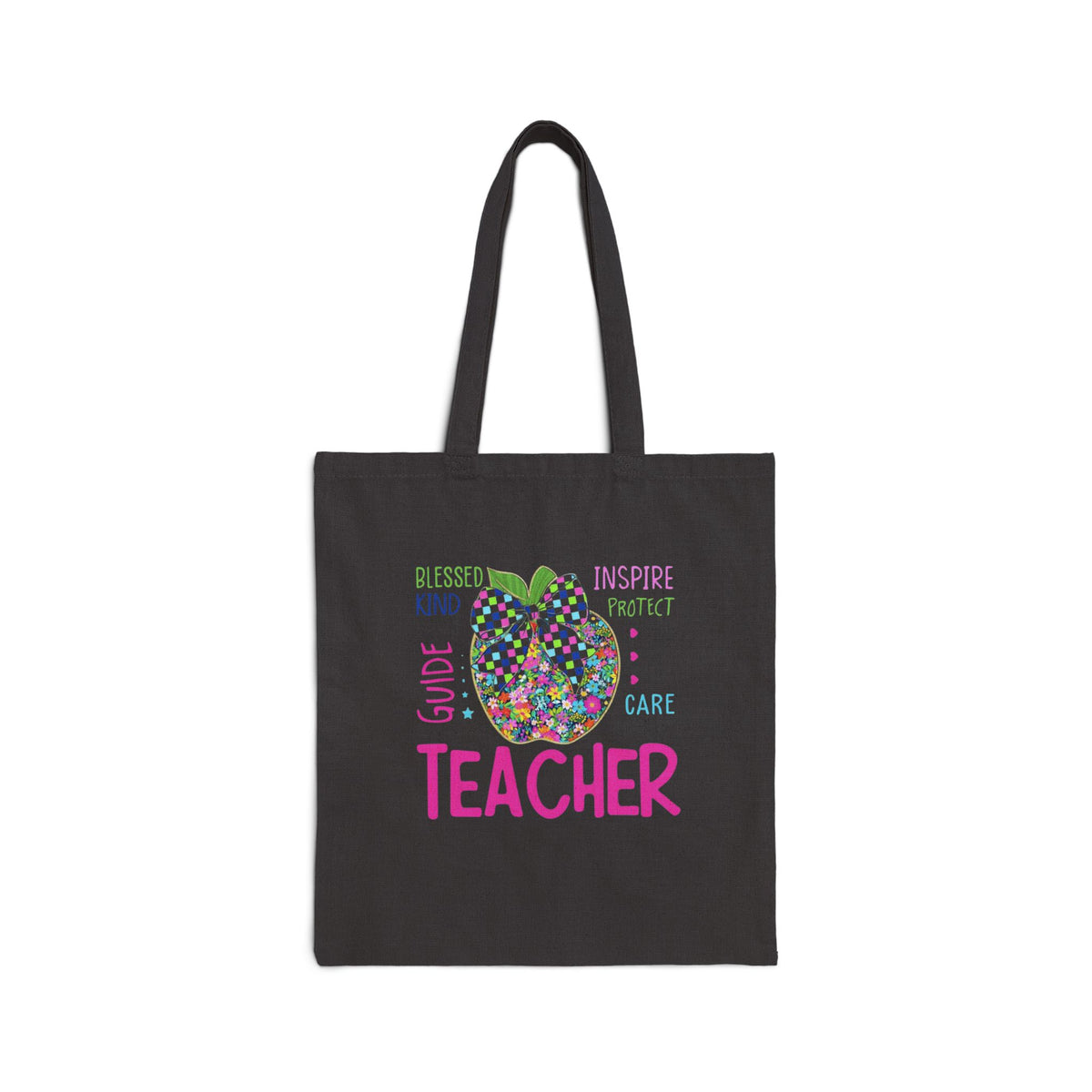 Personalized Teacher Apple Canvas Tote Bag
