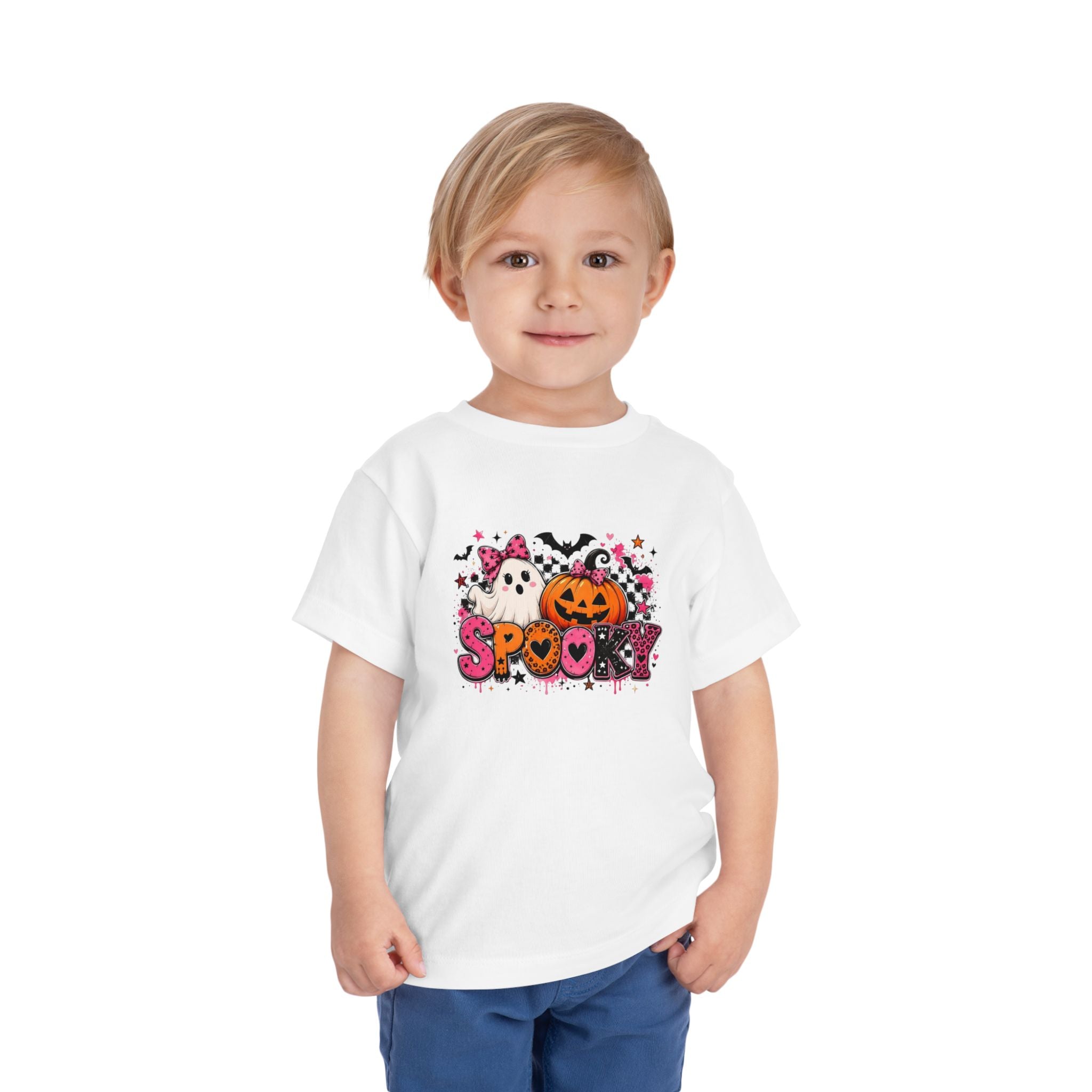 Toddler Tee — "Spooky" Halloween Ghost & Pumpkin Shirt