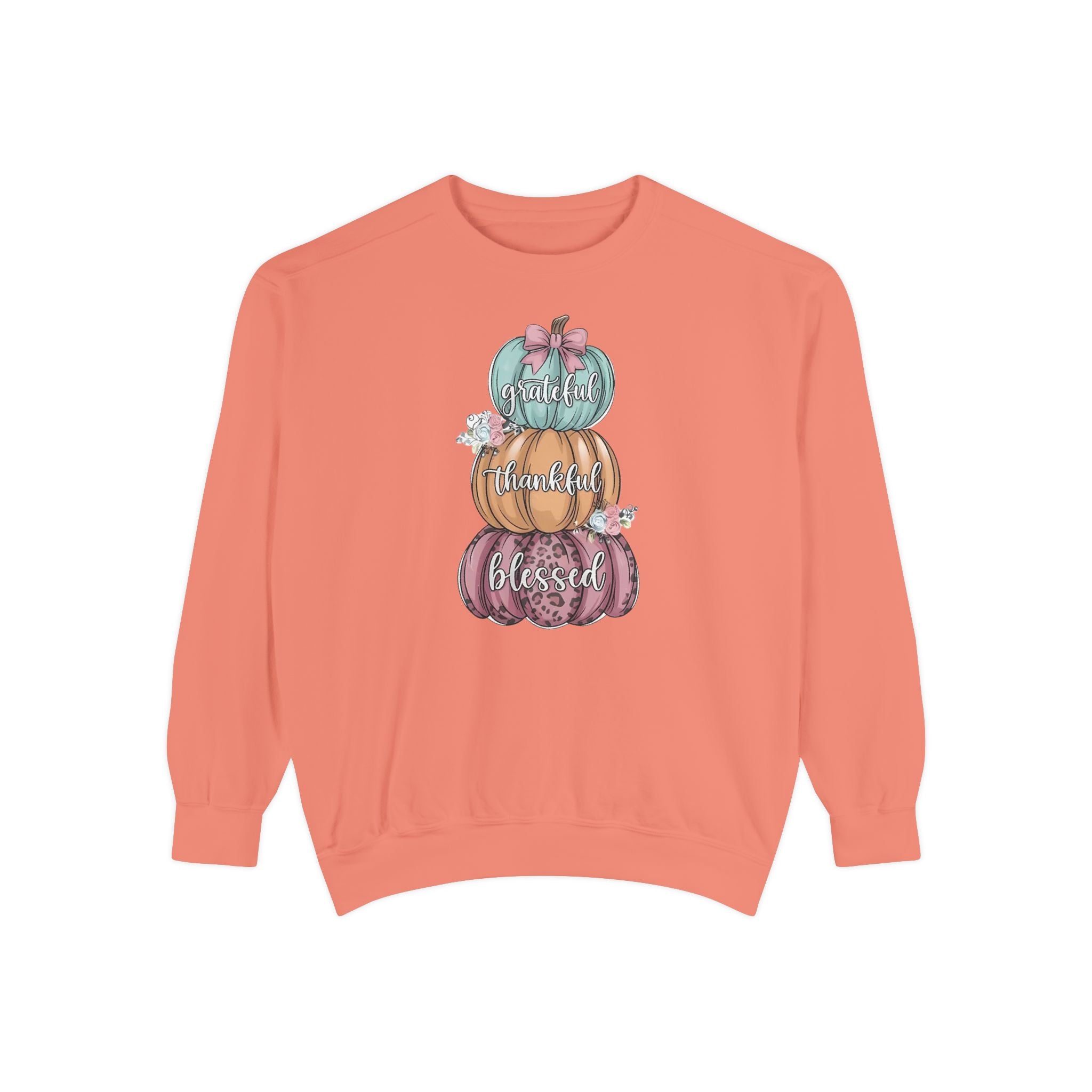 Pumpkin Stack Sweatshirt — Grateful, Thankful, Blessed