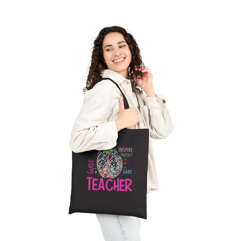 Personalized Teacher Apple Canvas Tote Bag