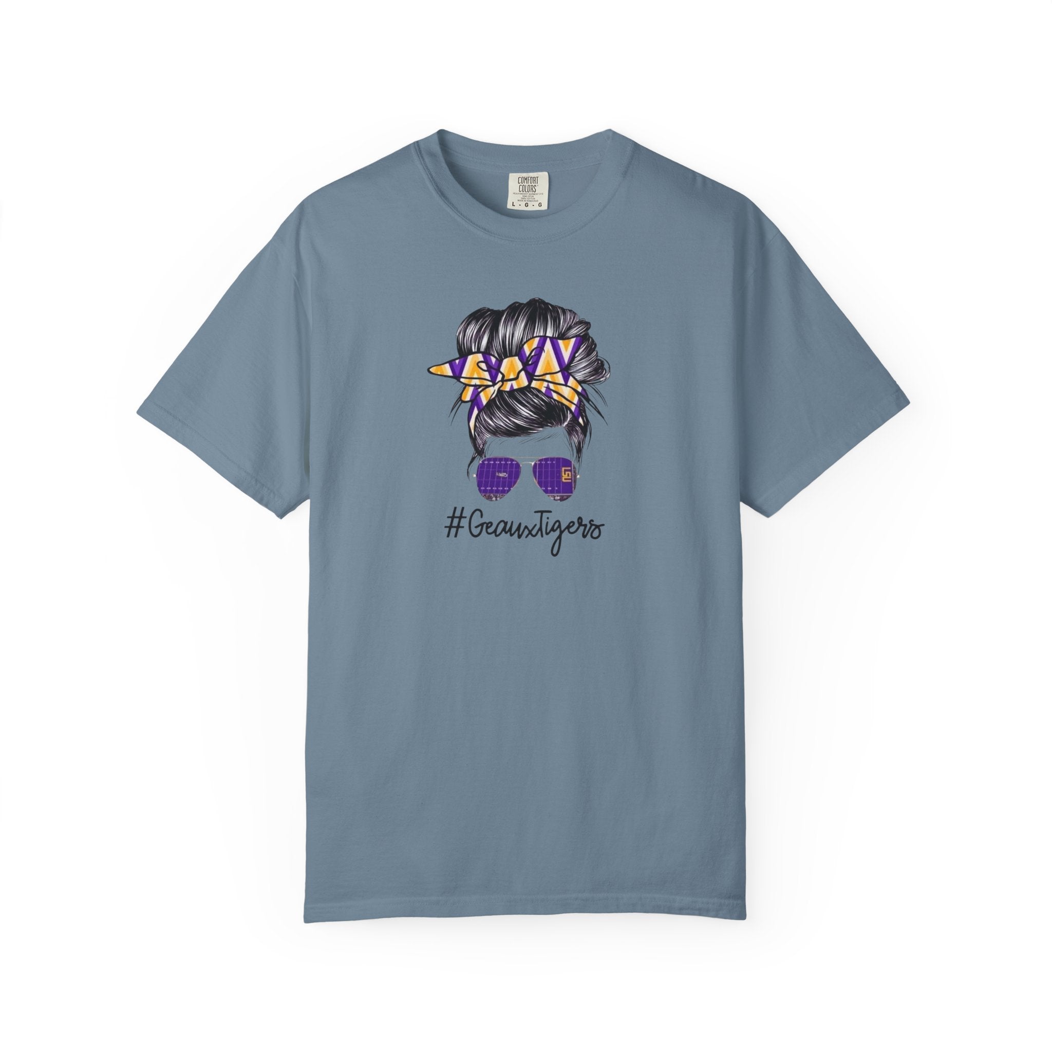 Gravtigers Hair Bun Sunglasses Graphic Tee