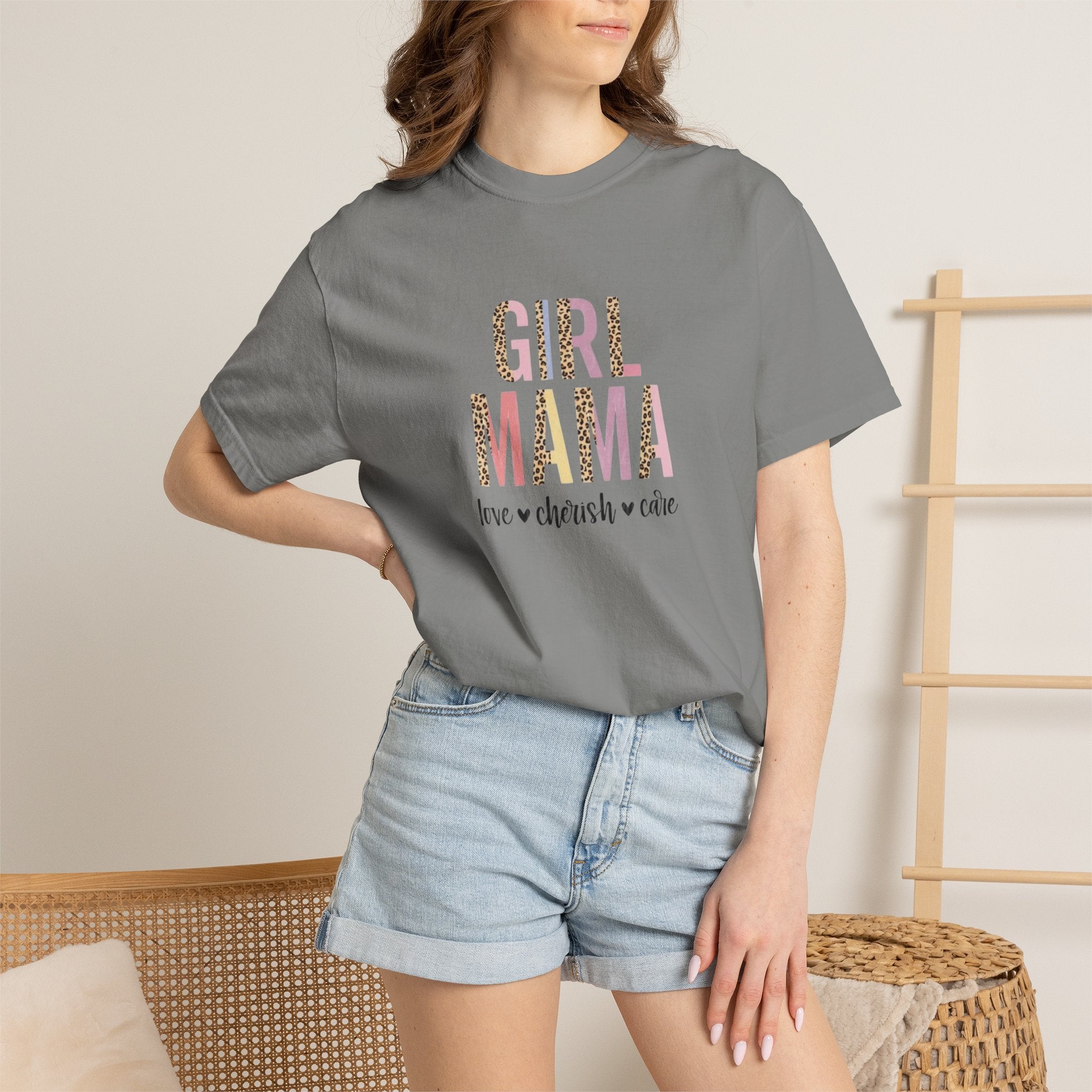 Girl Mama T-Shirt — Floral Leopard Print “Girl Mama” Graphic Tee (Love • Cherish • Cuddle)