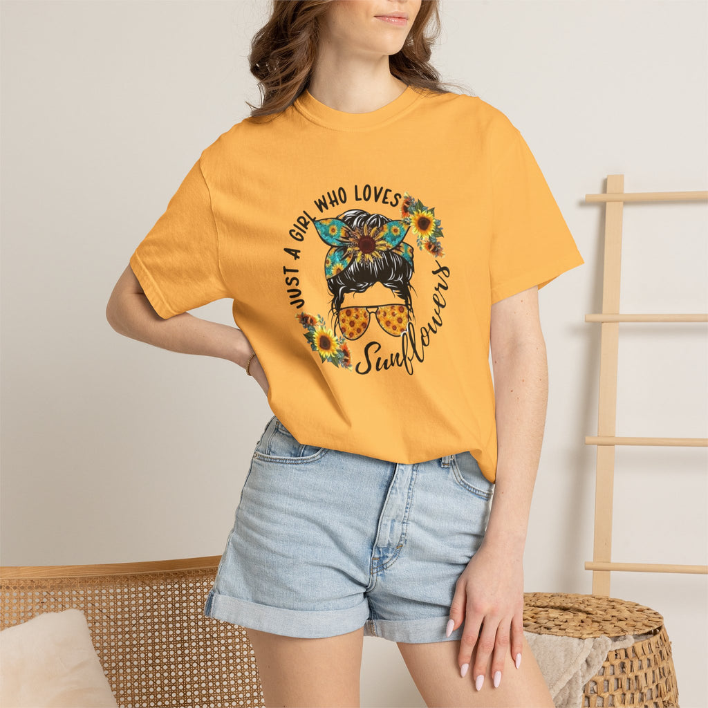 T-Shirt — "Just a Girl Who Loves Sunflowers" Graphic Tee