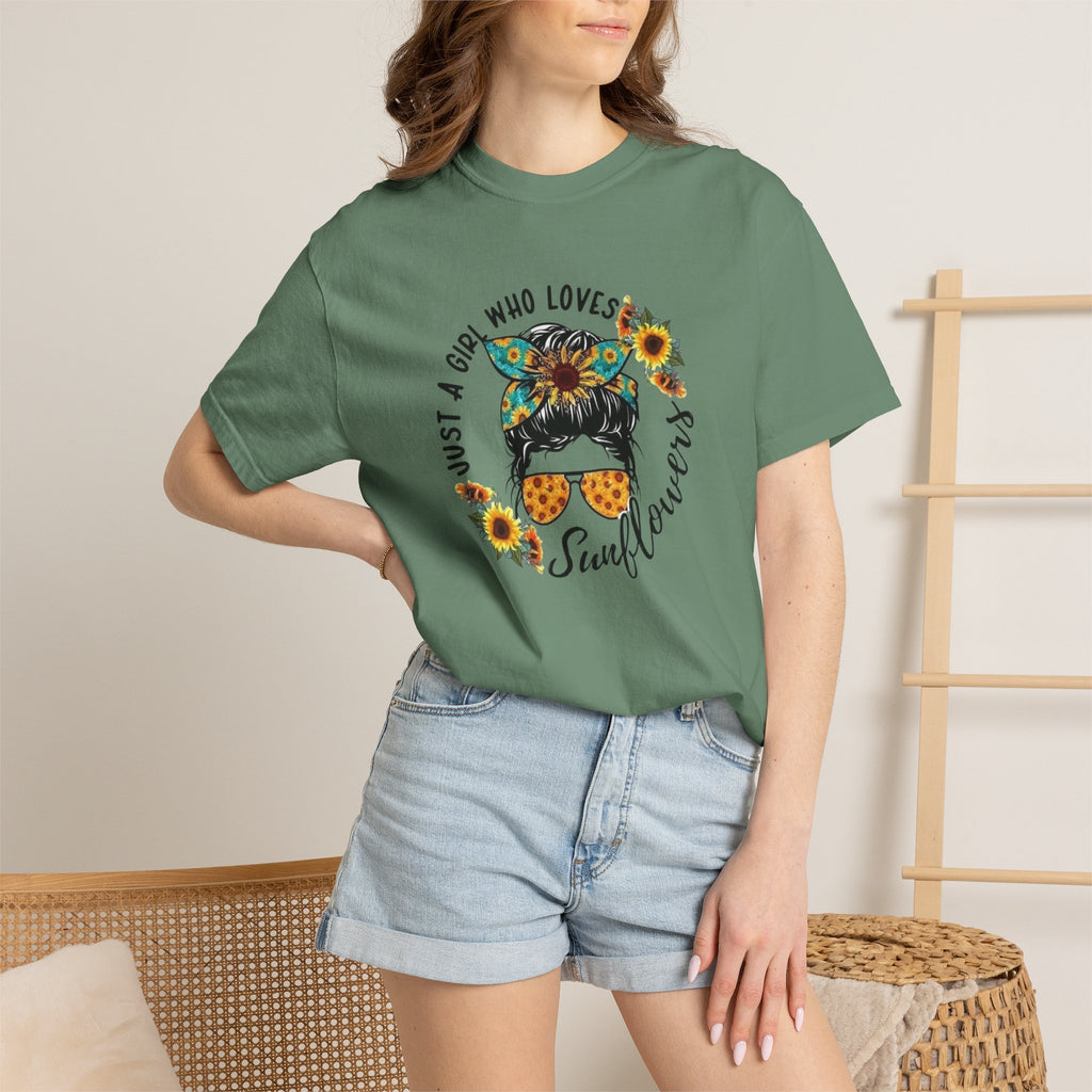 T-Shirt — "Just a Girl Who Loves Sunflowers" Graphic Tee