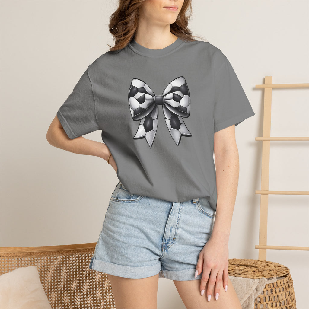 Checkerboard Bow T-Shirt — Monochrome Vintage Ribbon Graphic