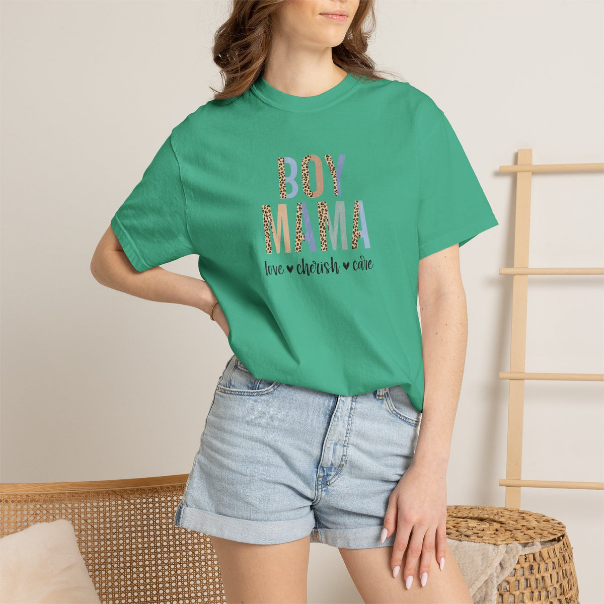 Boy Mama T-Shirt – Retro Floral 'Boy Mama' Tee with 'love  cherish  raise'