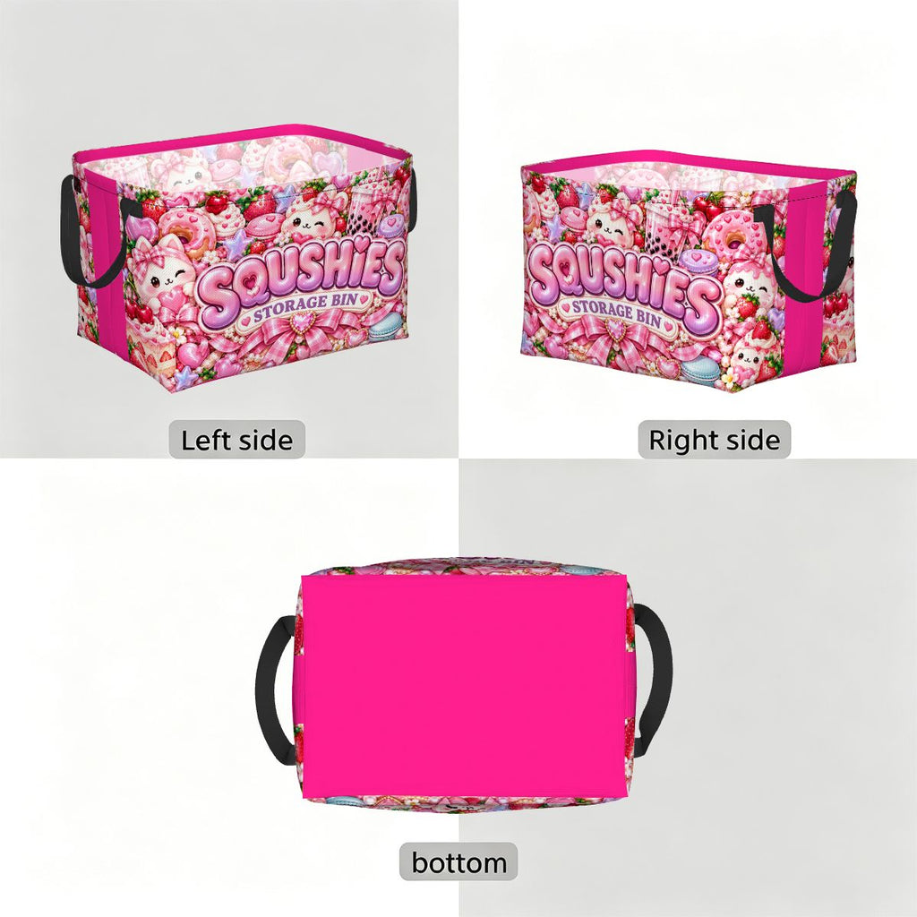 Pink Coquette Squishies Storage Bin – Kawaii Teen Room Organizer