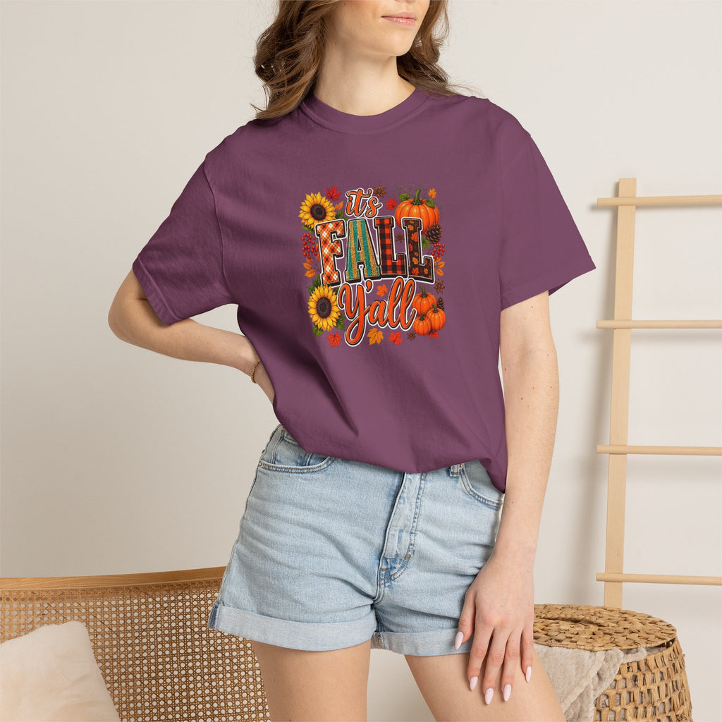Fall Y'all T-Shirt — Autumn Pumpkin & Sunflower Graphic Tee