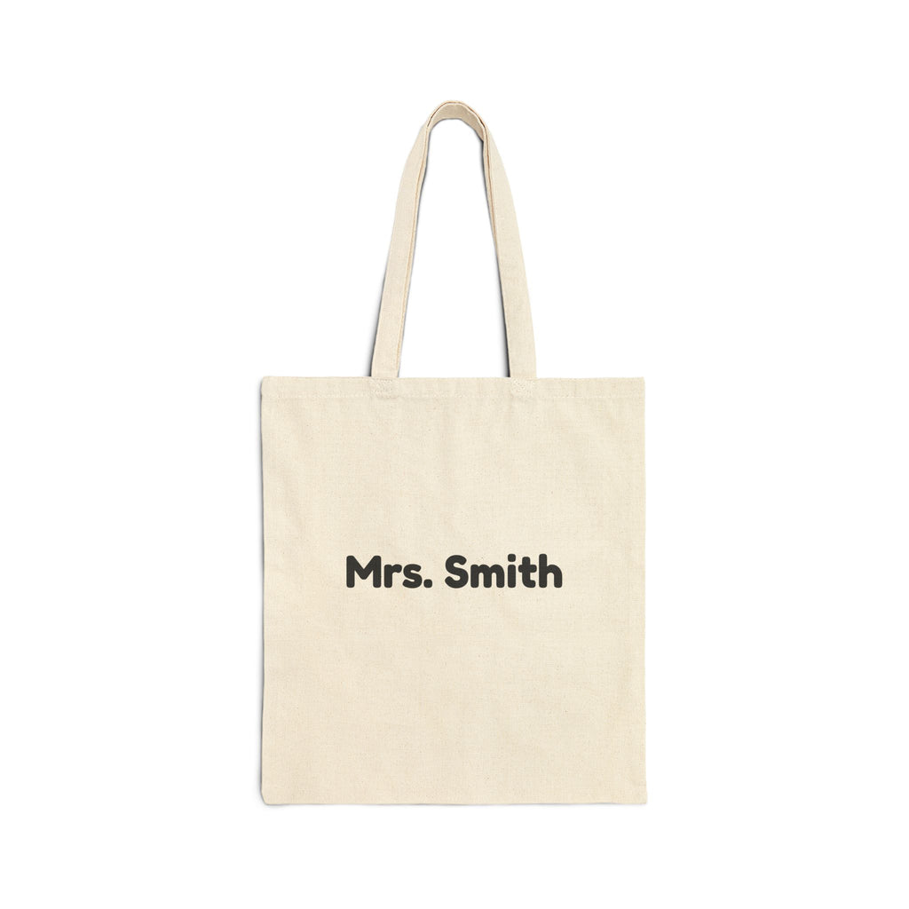 Personalized Teacher Apple Canvas Tote Bag