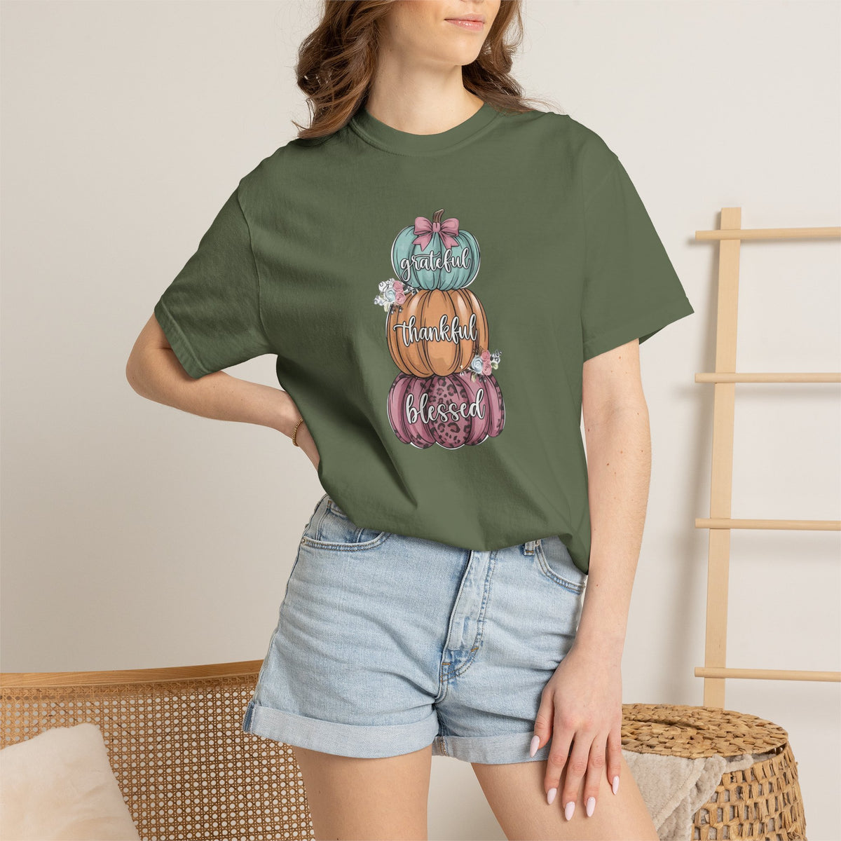 Pumpkin Stack "Grateful Thankful Blessed" T-Shirt
