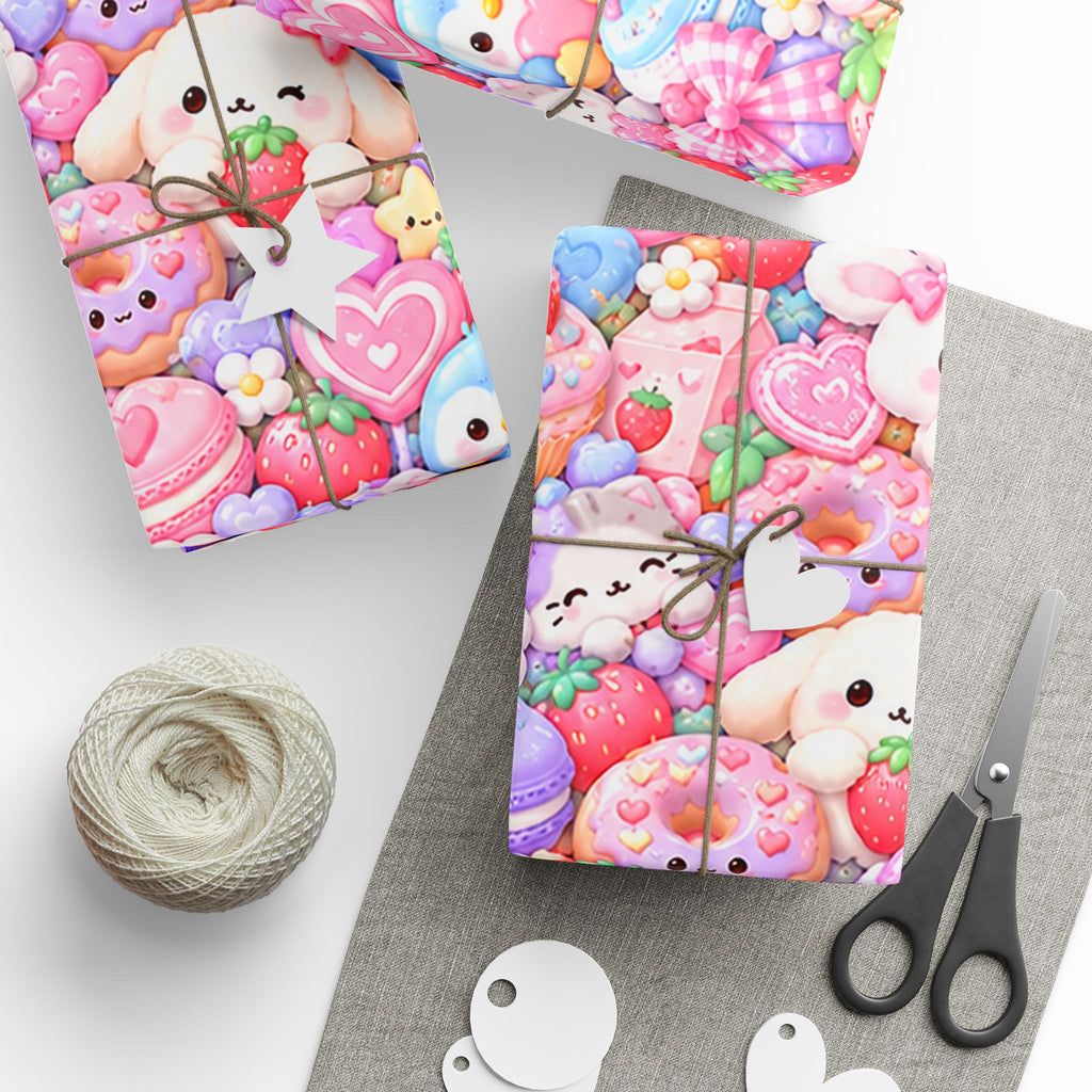 Kawaii Squishies Wrapping Paper – Cute Pastel Pink Gift Wrap