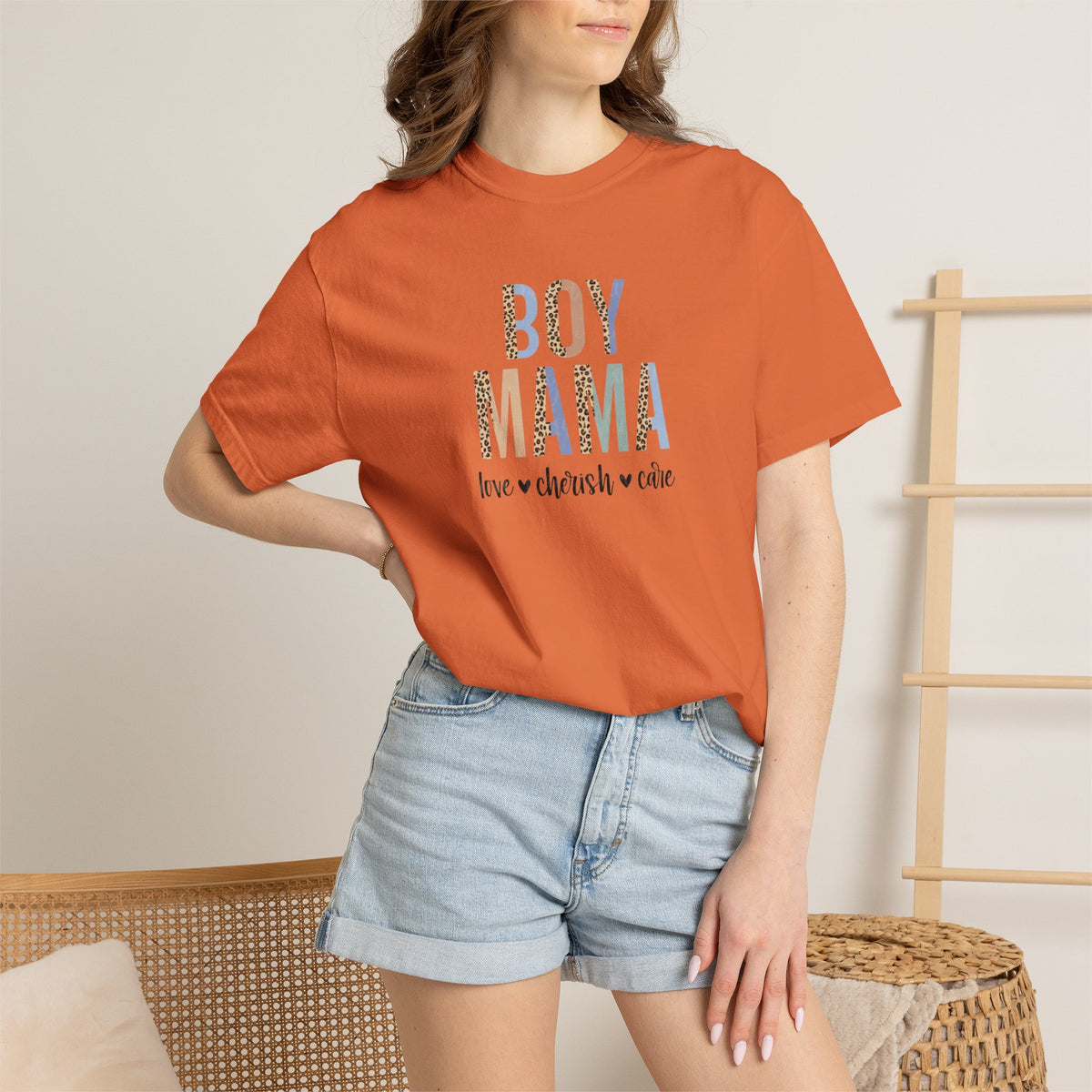 Boy Mama T-Shirt – Retro Floral 'Boy Mama' Tee with 'love  cherish  raise'