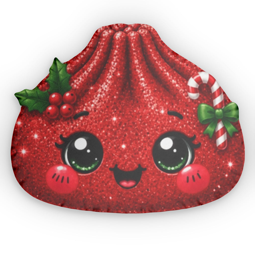 Red Holiday Candy & Holly Decorative Pillow