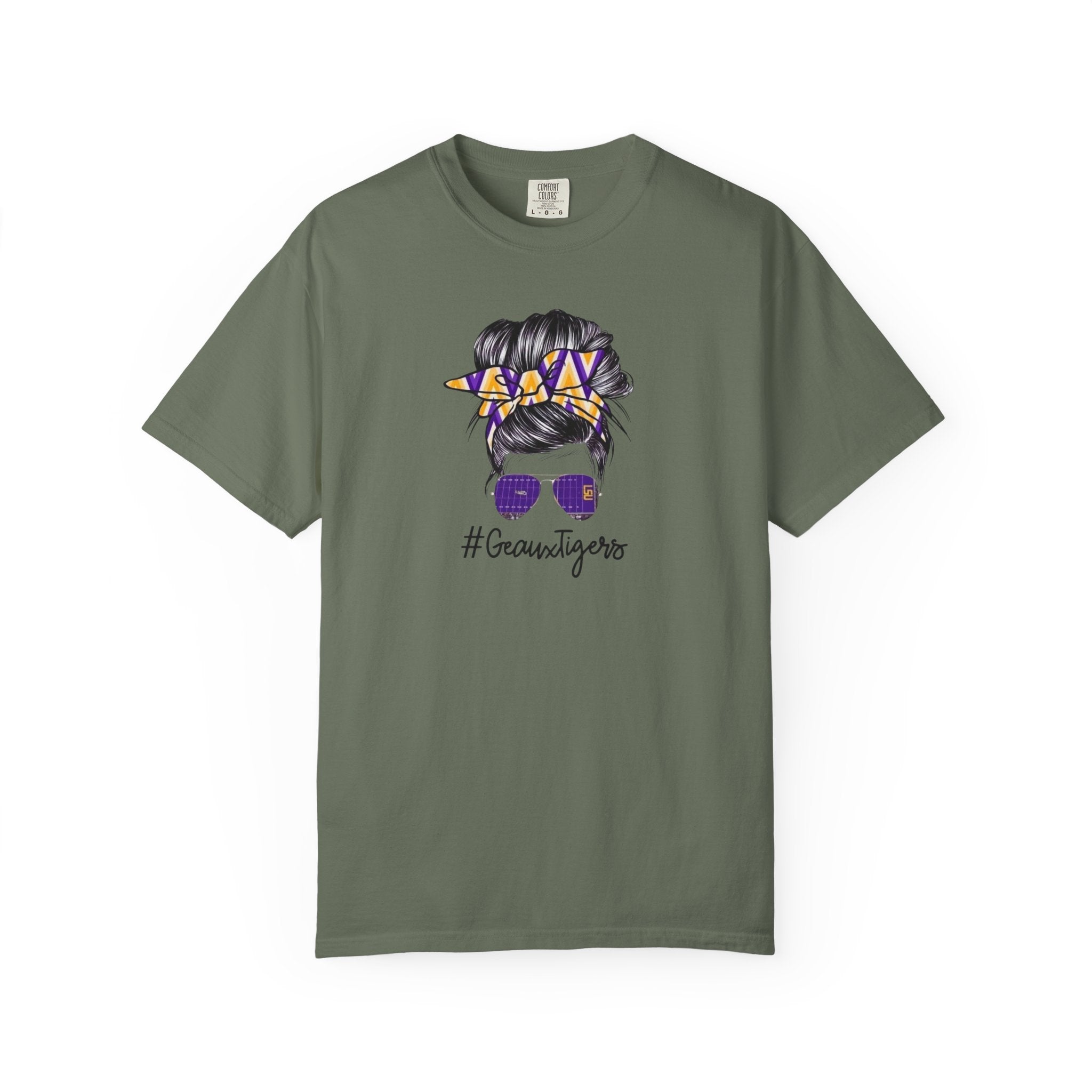 Gravtigers Hair Bun Sunglasses Graphic Tee