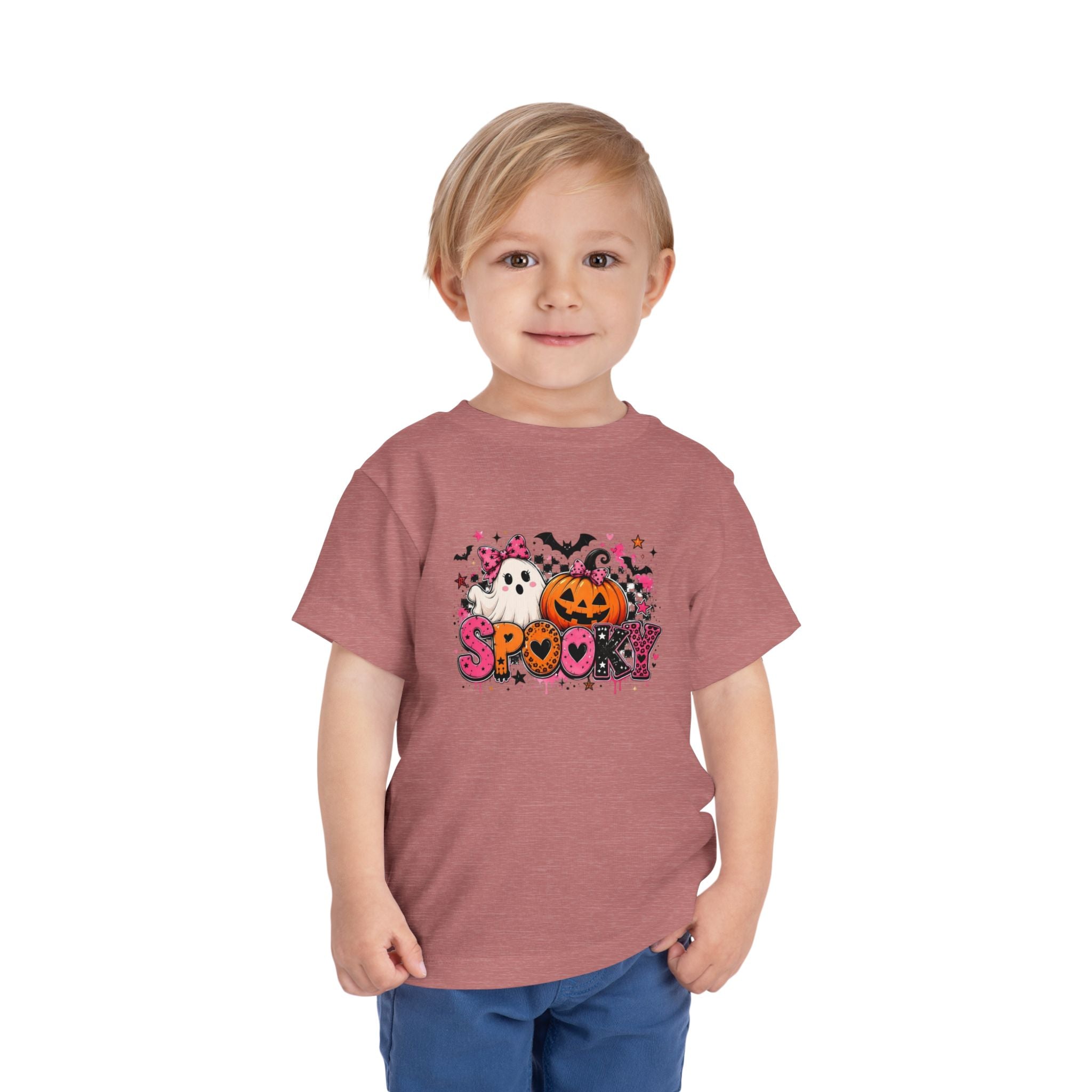 Toddler Tee — "Spooky" Halloween Ghost & Pumpkin Shirt