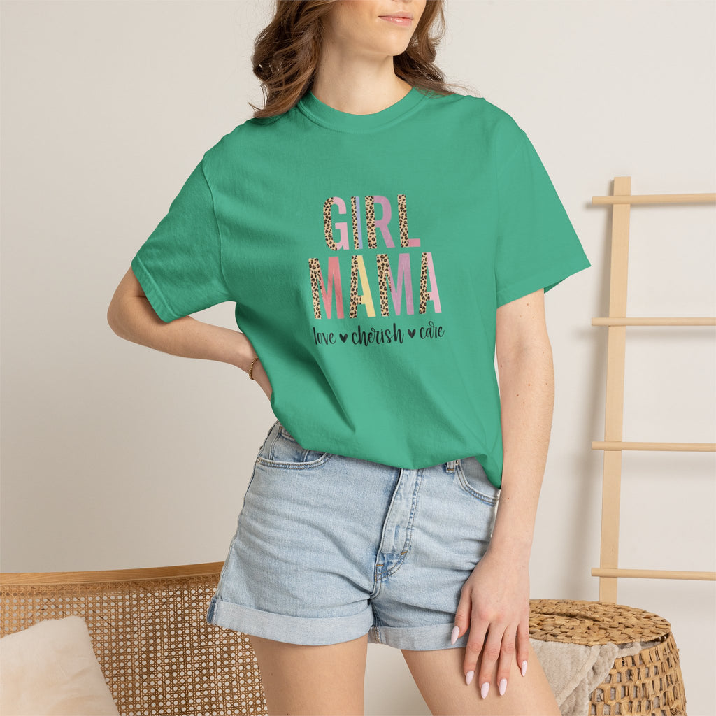 Girl Mama T-Shirt — Floral Leopard Print “Girl Mama” Graphic Tee (Love • Cherish • Cuddle)