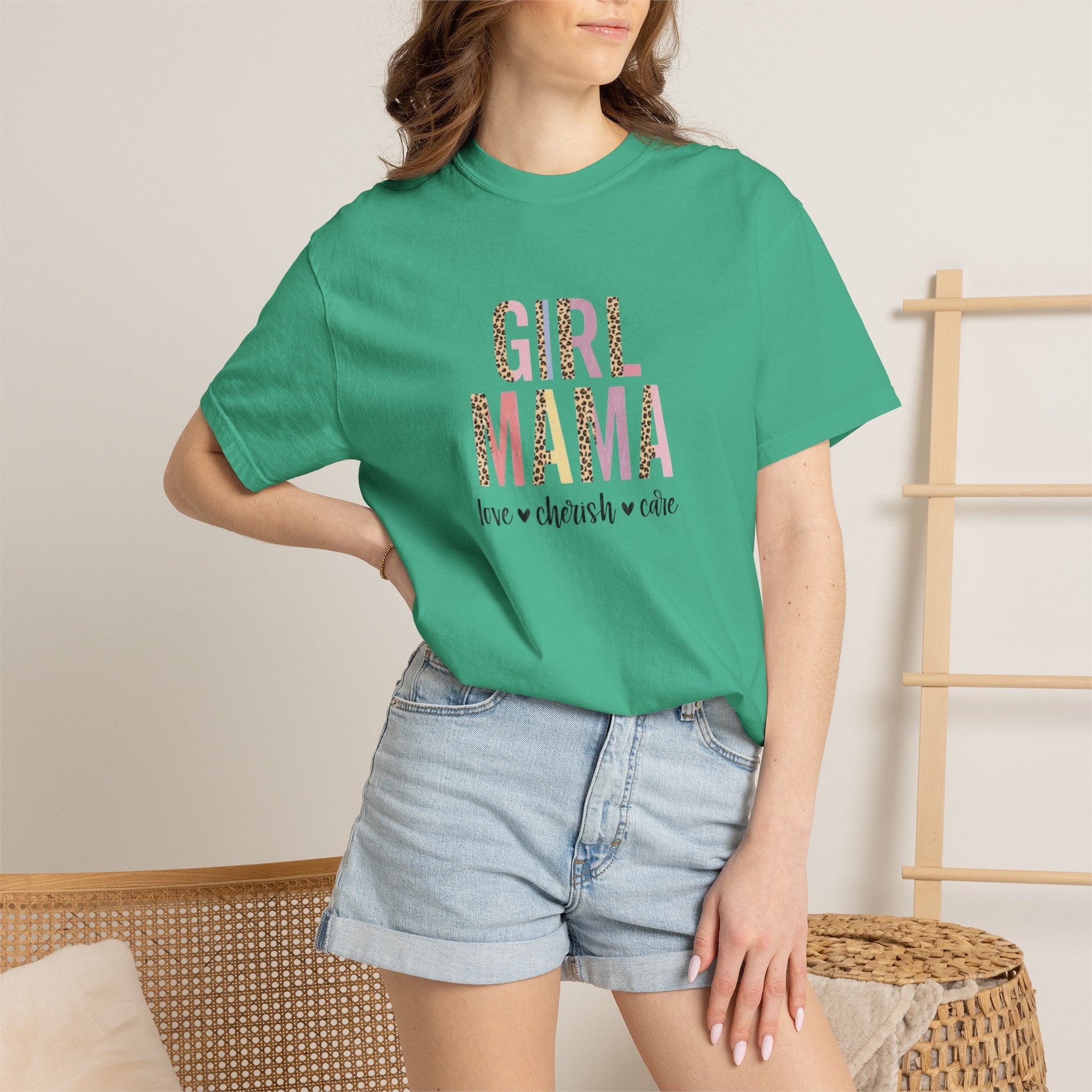 Girl Mama T-Shirt — Floral Leopard Print “Girl Mama” Graphic Tee (Love • Cherish • Cuddle)