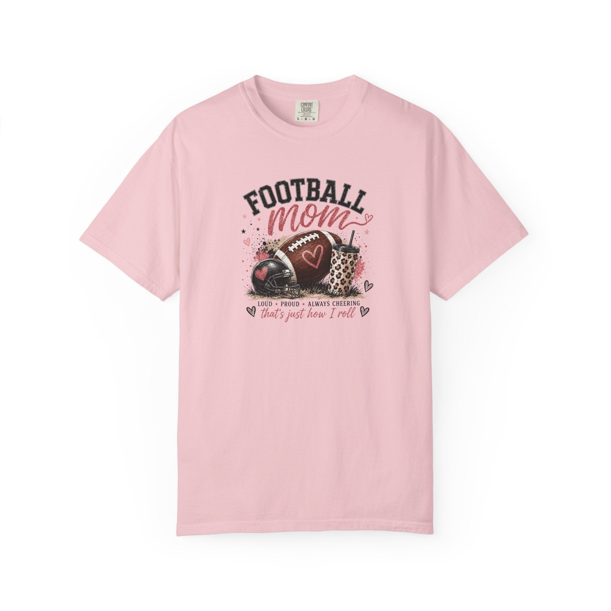 Football Mom T-Shirt — Leopard Heart Football Design