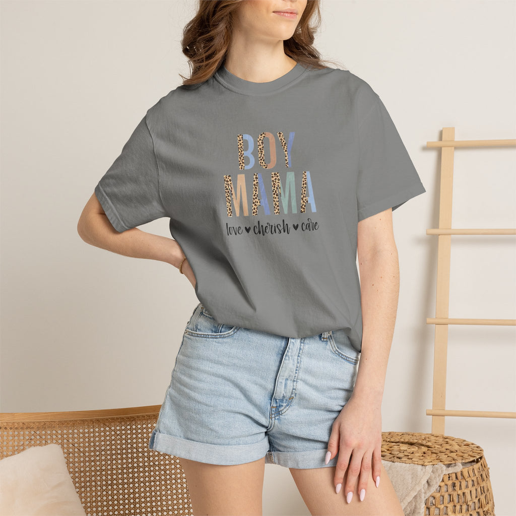 Boy Mama T-Shirt – Retro Floral 'Boy Mama' Tee with 'love  cherish  raise'