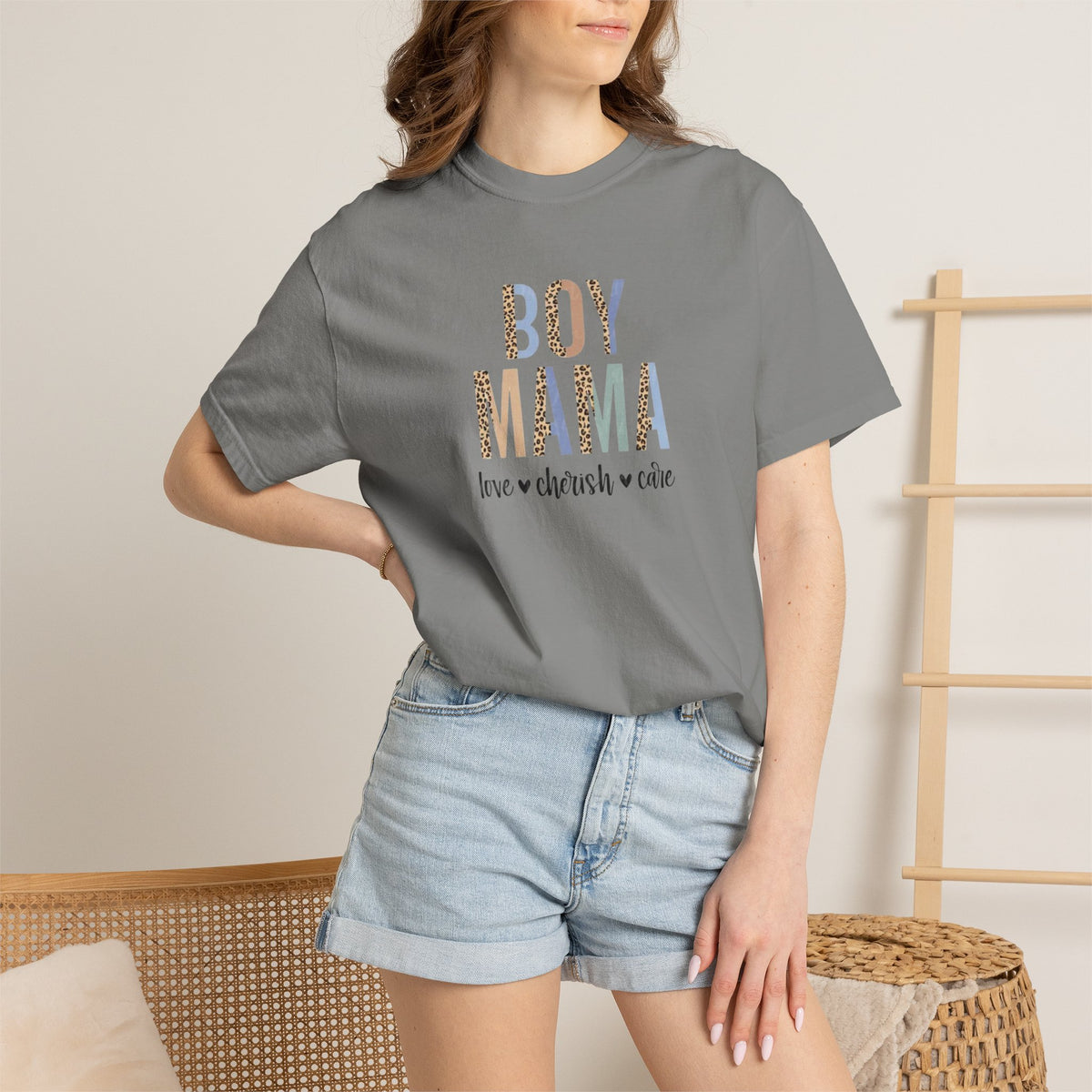 Boy Mama T-Shirt – Retro Floral 'Boy Mama' Tee with 'love  cherish  raise'