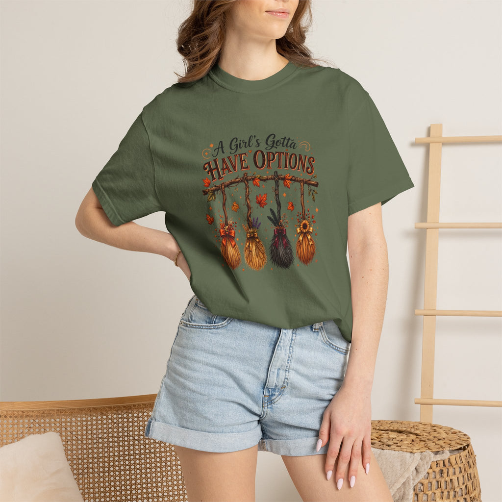 "A Girl's Gotta Have Options" Autumn Gnome Tee