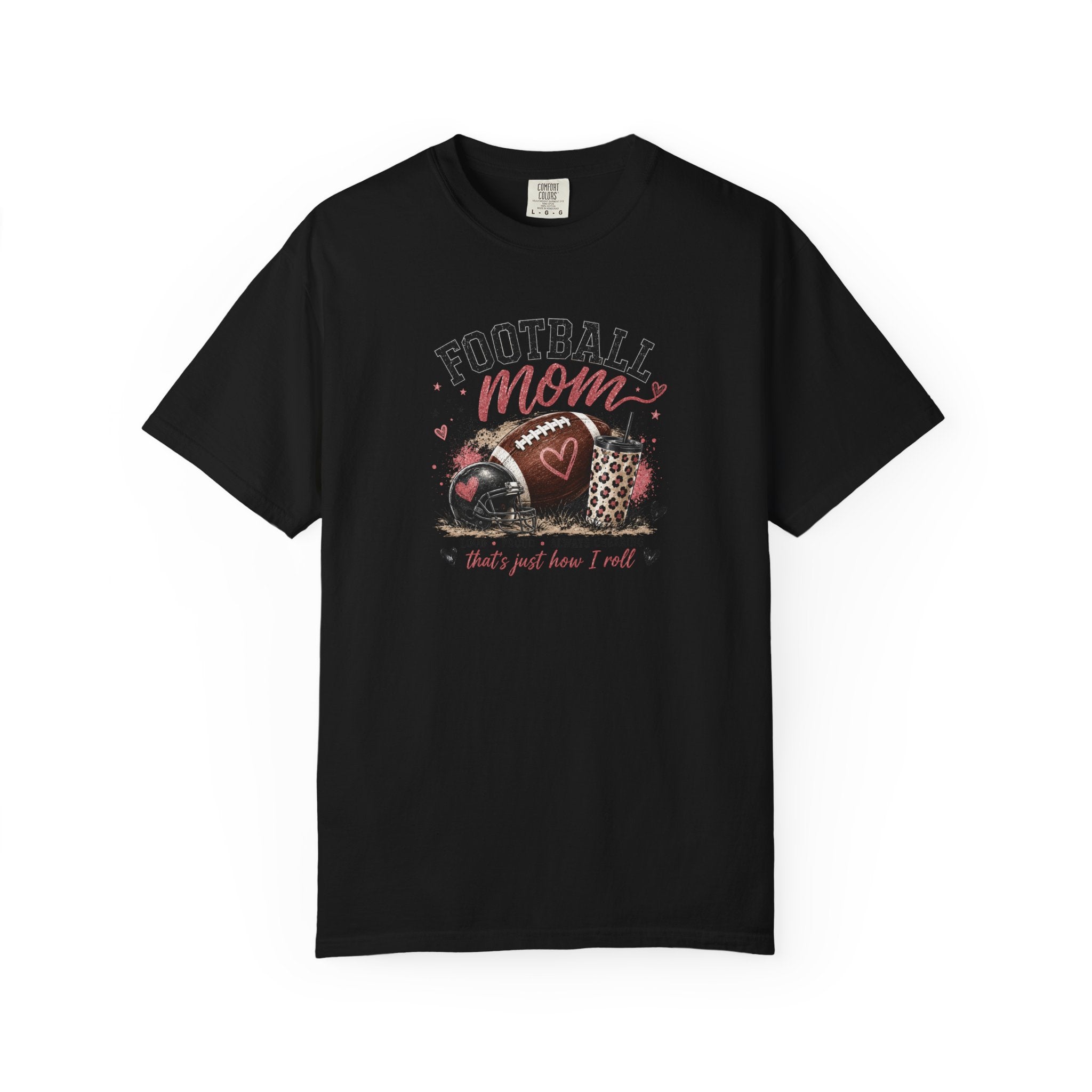 Football Mom T-Shirt — Leopard Heart Football Design