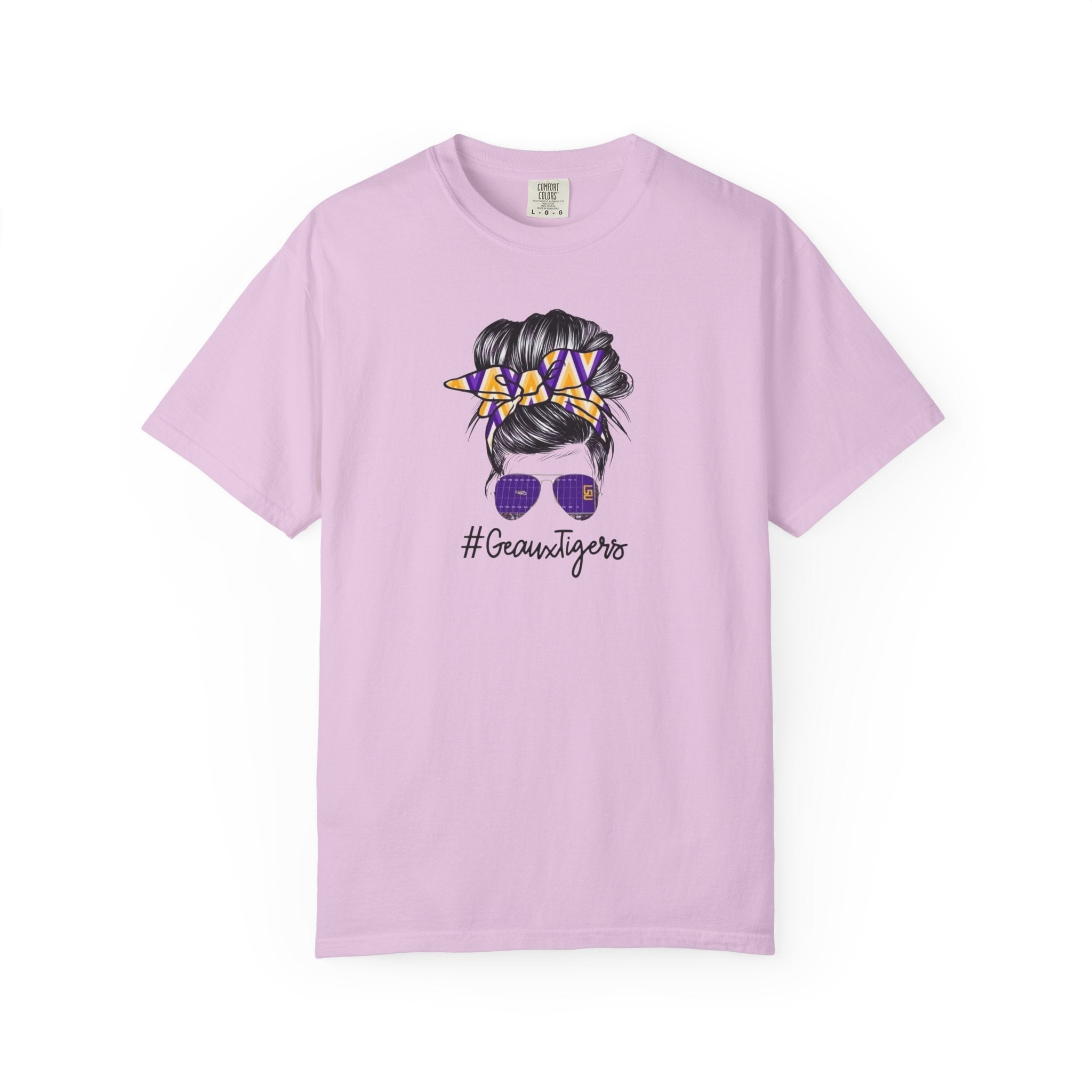 Gravtigers Hair Bun Sunglasses Graphic Tee