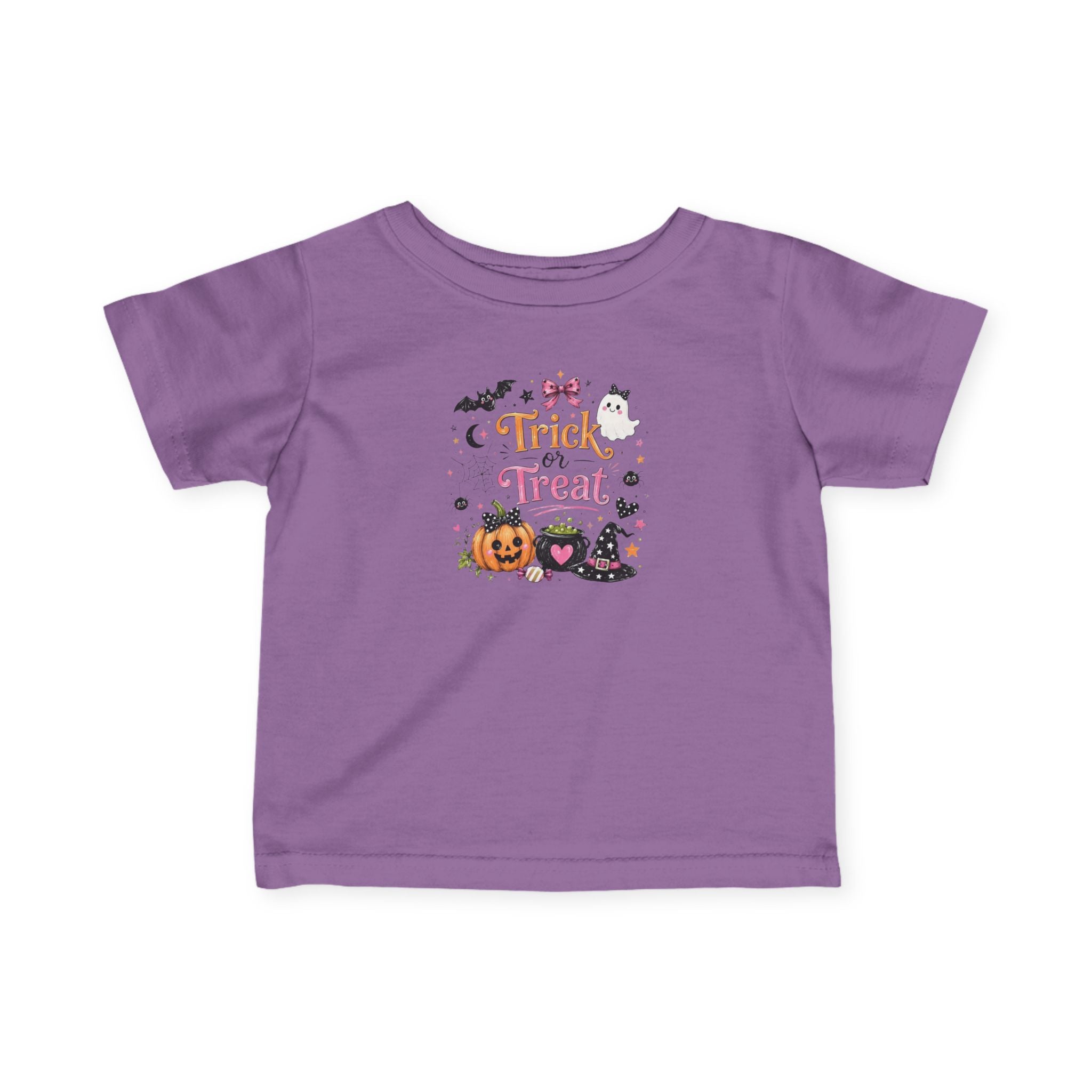 Infant Tee — Cute 'Trick or Treat' Halloween Pumpkin & Witch Hat Baby Shirt