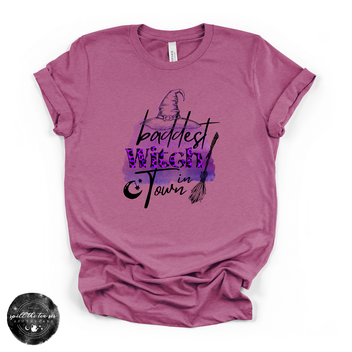 “Baddest Witch in Town” Halloween Graphic T-Shirt