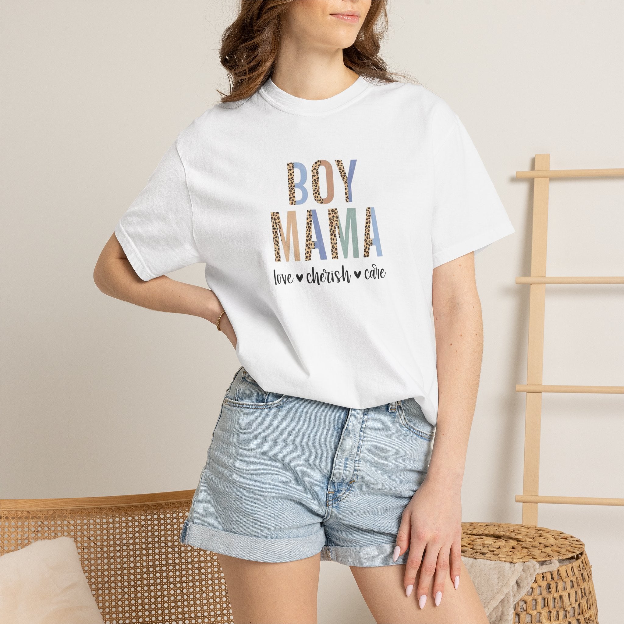 Boy Mama T-Shirt – Retro Floral 'Boy Mama' Tee with 'love  cherish  raise'